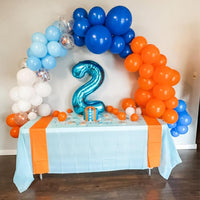Blue Silver Balloon 12Inch Dark Metallic Blue Silver Confetti Latex - Blue and Orange - image 4