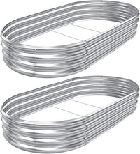 2pack 8×4×1ft Raised Garden Bed，Outdoor Galvanized Planter Boxes, Oval Large Metal Raised Garden Beds for Vegetables