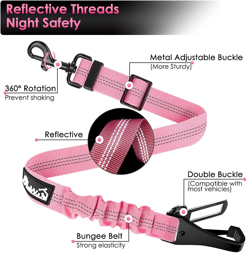 SlowTon Dog Car Seat Belt - Pink / 27.5in - 1 pack - image 4