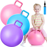 Lewtemi 3 Pcs 29" Hopper Ball Handle, Gradient Red - 18" / Light Pink, Light Blue, Purple