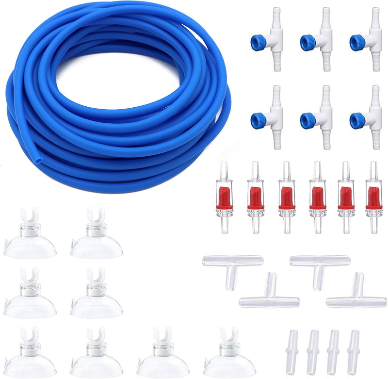 25ft Air Hose 3/16inch for Aquarium with Connector Accessories - 25 ft. / Blue