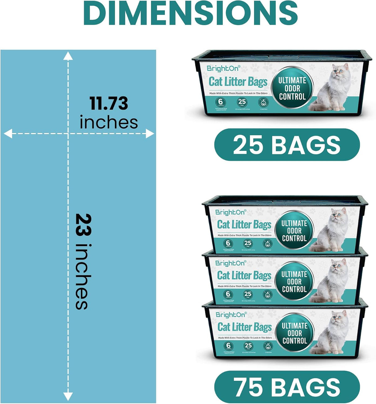 BrightOn, 75 Litter Bag Refill Bags for Genie Easy Roll Litter Bin, Ultimate Odor Control, - Lemon 75 Bags - image 2