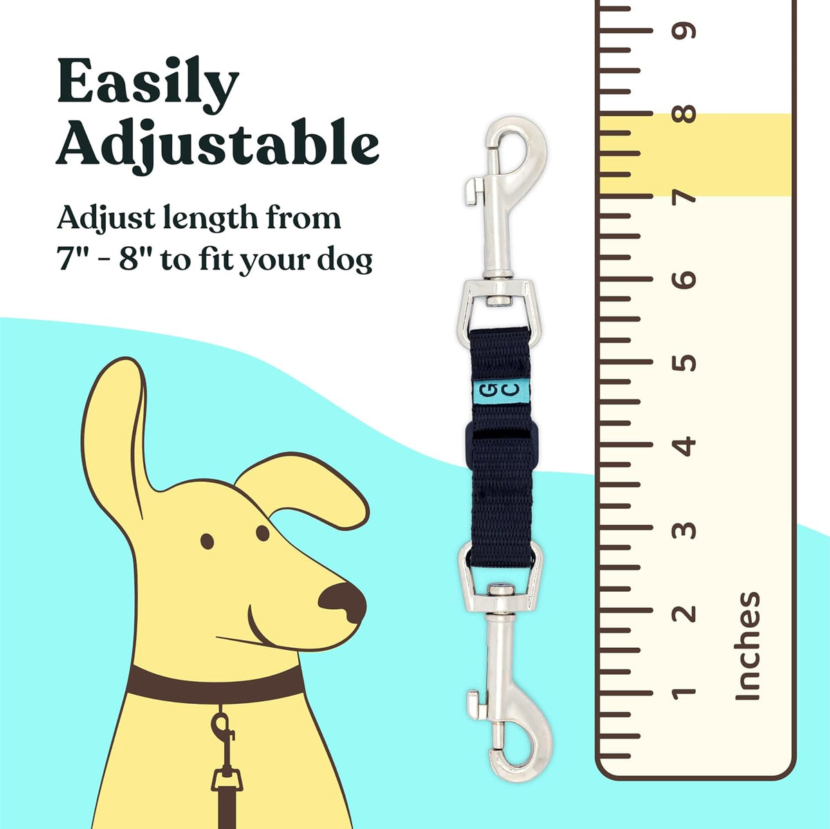 Collar Companion adjustable dog safety backup clip with swivel snap hooks - view 3