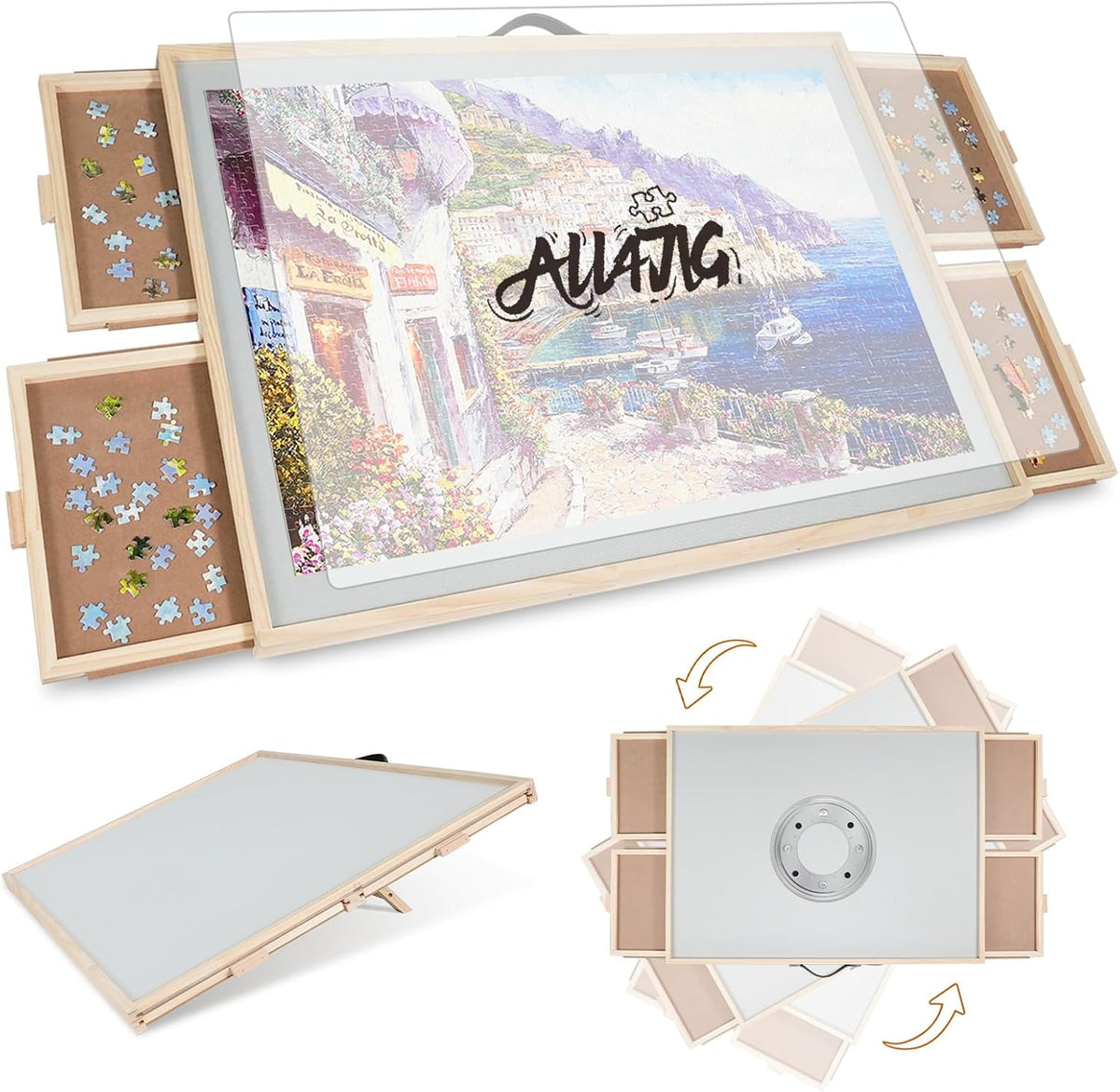 ALL4JIG 1500 Pieces 2-in-1 Tilting&Rotating Puzzle Board for Adults - Metal / Medium-1500pcs