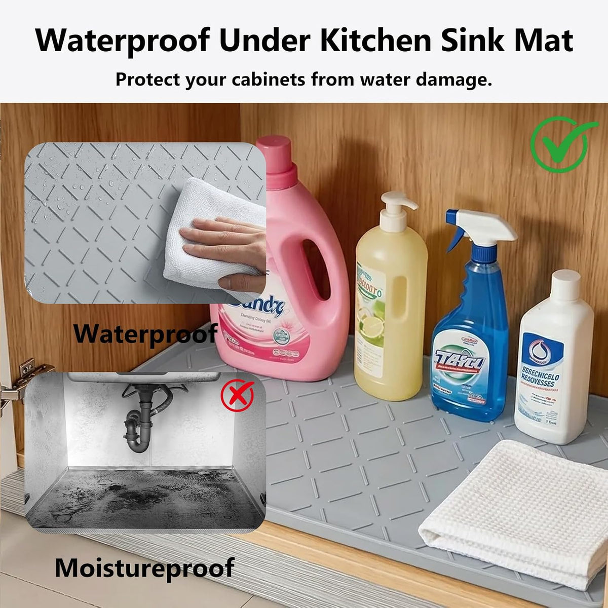 MateeyLife Silicone Waterproof Mat for Dog & Cat Food Mat 19"X12" – Essentials for Dogs - 22''W x 31''L / Light Grey - image 4