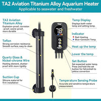 hygger Marine Aquarium Heater 100W,Titanium Heater with Digital LED Controller & Temperature Probe,Submersible Fish Tank Heater with Temperature Calibration,for Saltwater Freshwater Tank 15-20Gallon