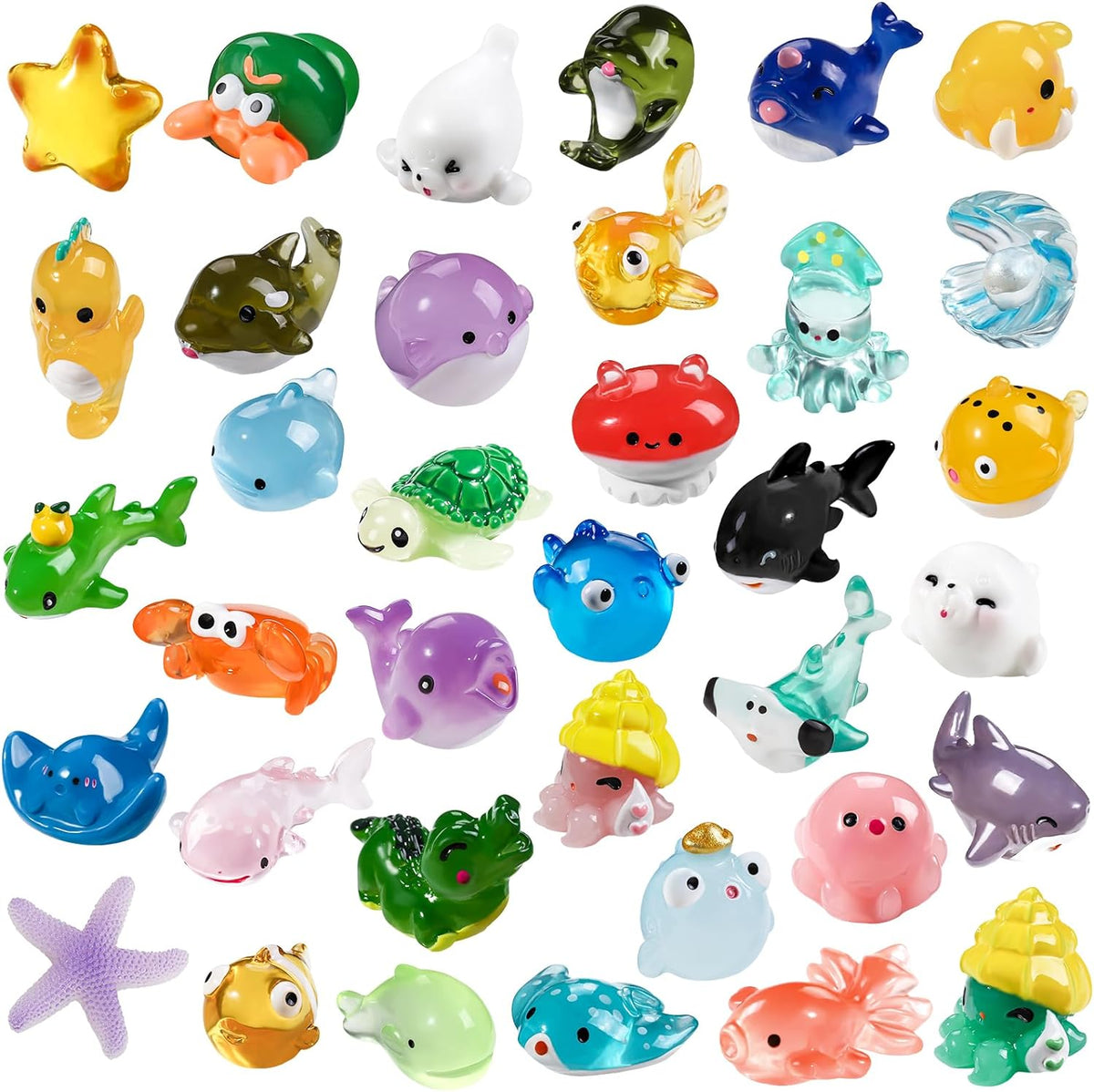 DIYDEC 60PCS Luminous Mini Resin Animals 60 Styles Miniatures Glow - 36pcs Mini Ocean - image 3