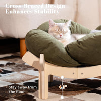 Elevated Cat Bed for Indoor Cats Couch Sofa Flower – Essentials for Cats - Green - image 2