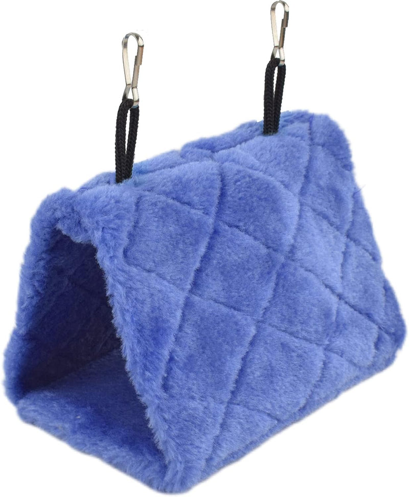 Pet Bird Nest Hammock Hanging Cave Cage Plush Snuggle Happy Hut Tent - Medium / Deep Blue