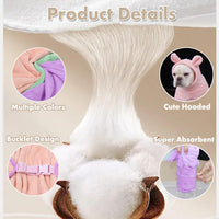 Dog Bathrobe, Microfiber Fast Drying Absorbent Hooded Bath Towel White for Puppy Small Medium Large - XS:10-20LB (2nd Generation) / Pink - image 2