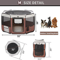 Dog Playpen Portable Pet Play Pens for Small Dog/Cat/Rabbit/Chicks - Brown / 8 / Medium (36"x36"x20") - image 2