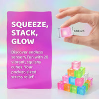 KINGYAO 28 glow in the dark cube squishy toys in assorted colors - view 3