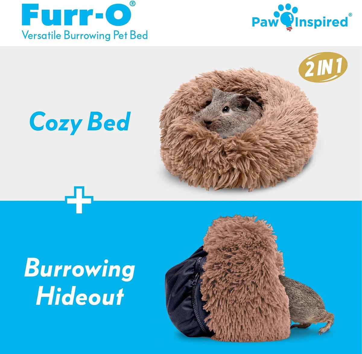 Paw Inspired Furr-O Burrowing Pet Bed Enrichment, Removable Base - Tan - image 2