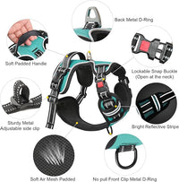 Timos No Pull Dog Harness,NO Need Go Over Dogs Head 3 Snap Buckles Reflective Oxford No Choke Puppy Harness with Front & Back 2 Metal Leash Clips Soft Padded Vest Harnesses for Small Medium Large Dogs