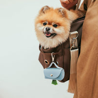 Leather Poop Bag Holder Dispenser for Leash - Blue - image 2