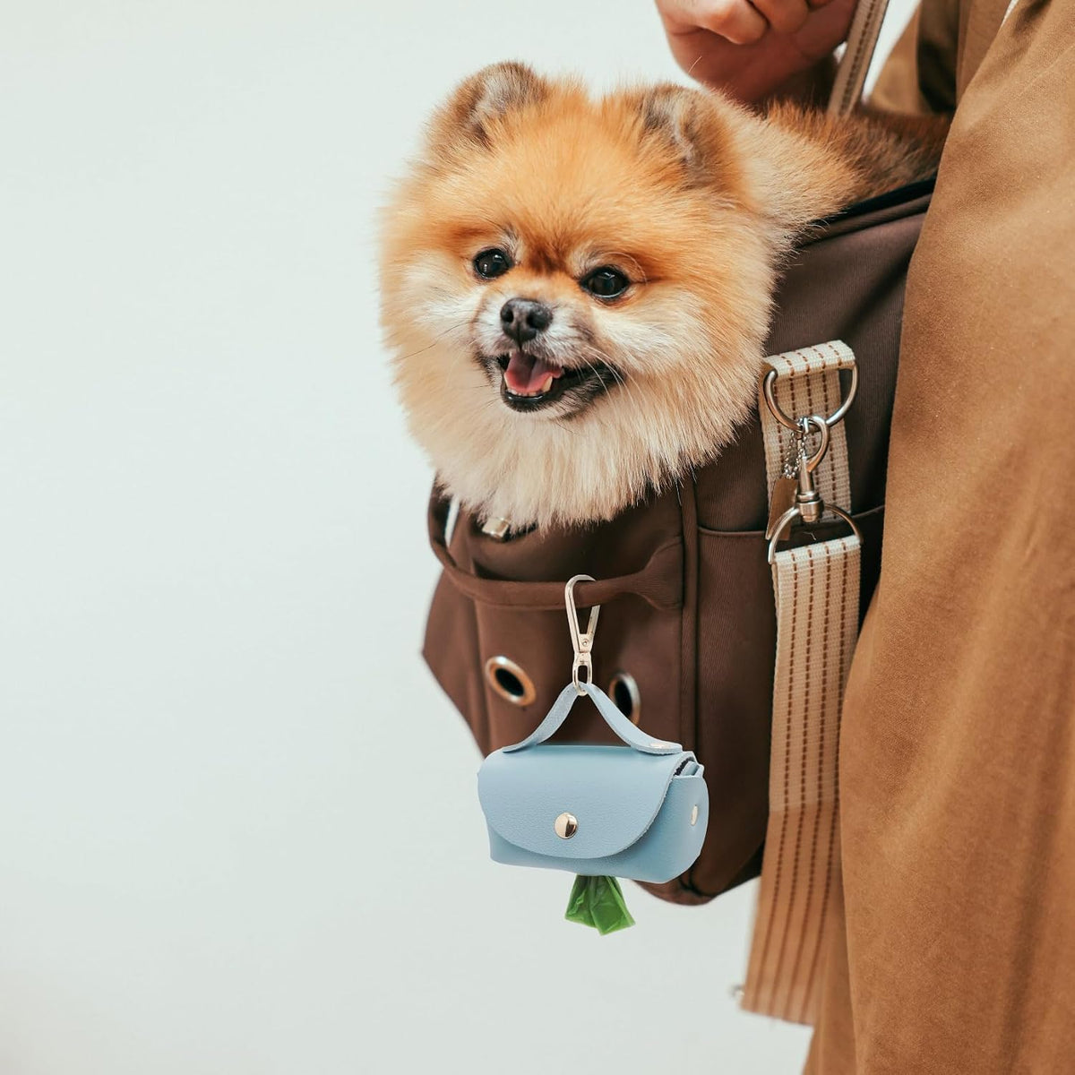 Leather Poop Bag Holder Dispenser for Leash - Blue - image 2