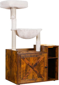 Hey-brother Cat Tree Tower - L (28.3"×17.7"×48.0") / Rustic Brown