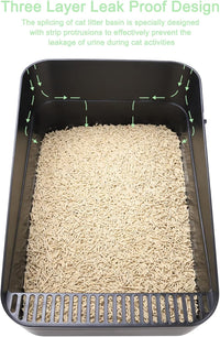Open Cat Litter Box:Odor Reducing Anti Splash Design – Daily Care for Cats - Black Small - image 2