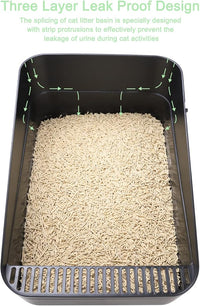 Sfozstra Open Litter Box, High Side Sifting, Secure and Odor Control, Removable, Easy to Clean for Cats Up to 8 Pounds (Black Small)