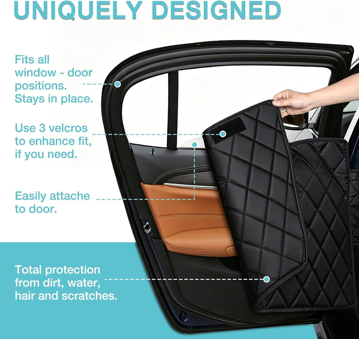 Dog Car Seat Cover for Back Seat with Safety Belt Universal Fit – Essentials for Dogs - Hard Bottom Black / Truck - image 4