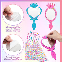Geetery unbreakable kids mirror craft kit, 20 heart and oval foam princess mirrors in pink, blue and - view 7