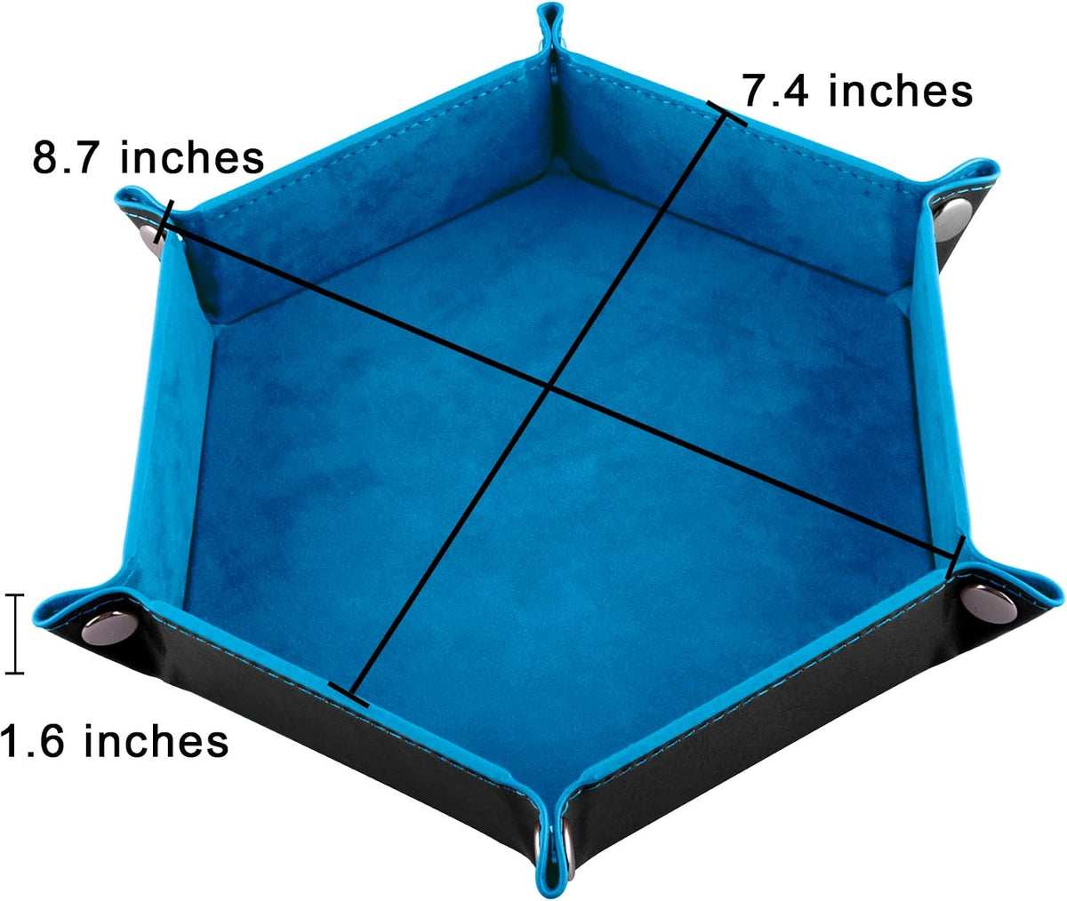 SIQUK 6 Pieces Dice Tray Hexagon Dice Rolling Holder Folding PU - Red, Blue, Violet, Black, Green, Yellow - image 2