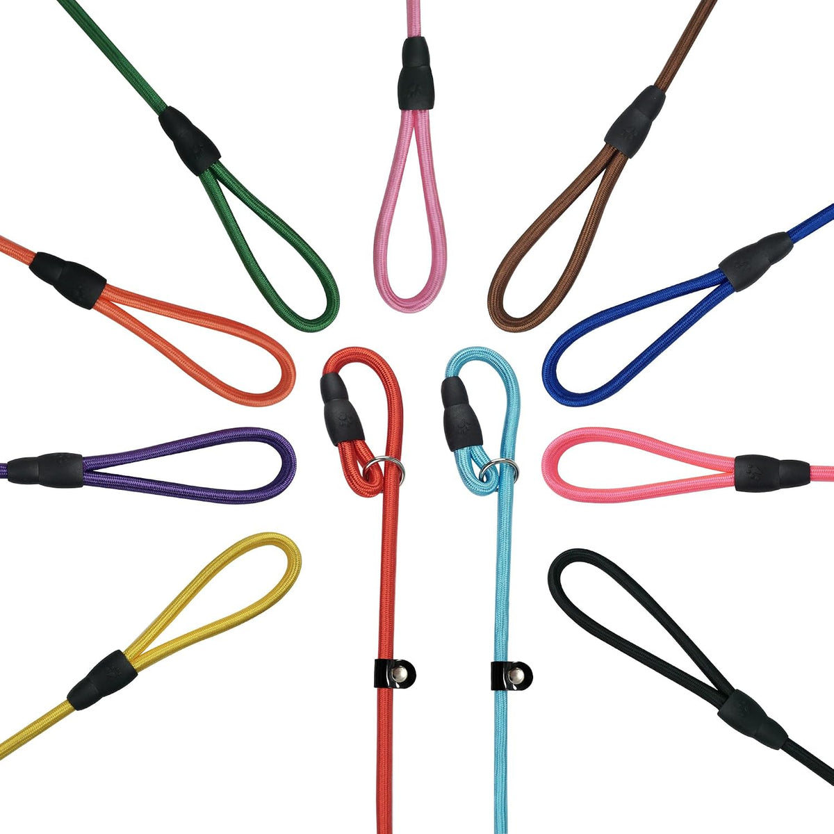 FOVRLZSE 5-Pack Dog Slip Leashes 4.6FT Nylon Training Lead - Mix Hue
