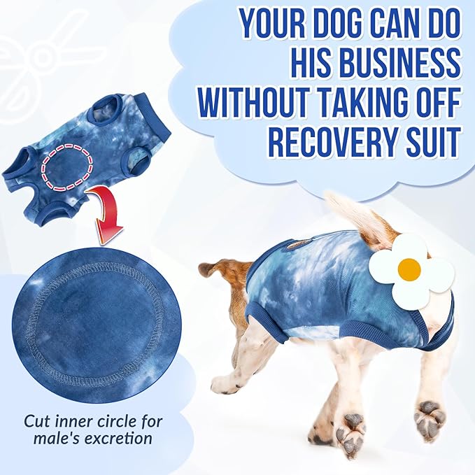 Lukovee Recovery Suit for Dogs, Onesie Surgery Recovery Suit for Female Male Dogs, Abdominal Wounds Cone E-Collar Alternative Prevent Licking Spay Recovery Suit (TBL,XL)