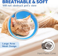 Breathable Air Mesh Cat Cone Collar Soft to Stop Licking, Adjustable, Foldable Lightweight Kitten Cones After Surgery Recovery for Cats & Kittens (Light Blue,L)