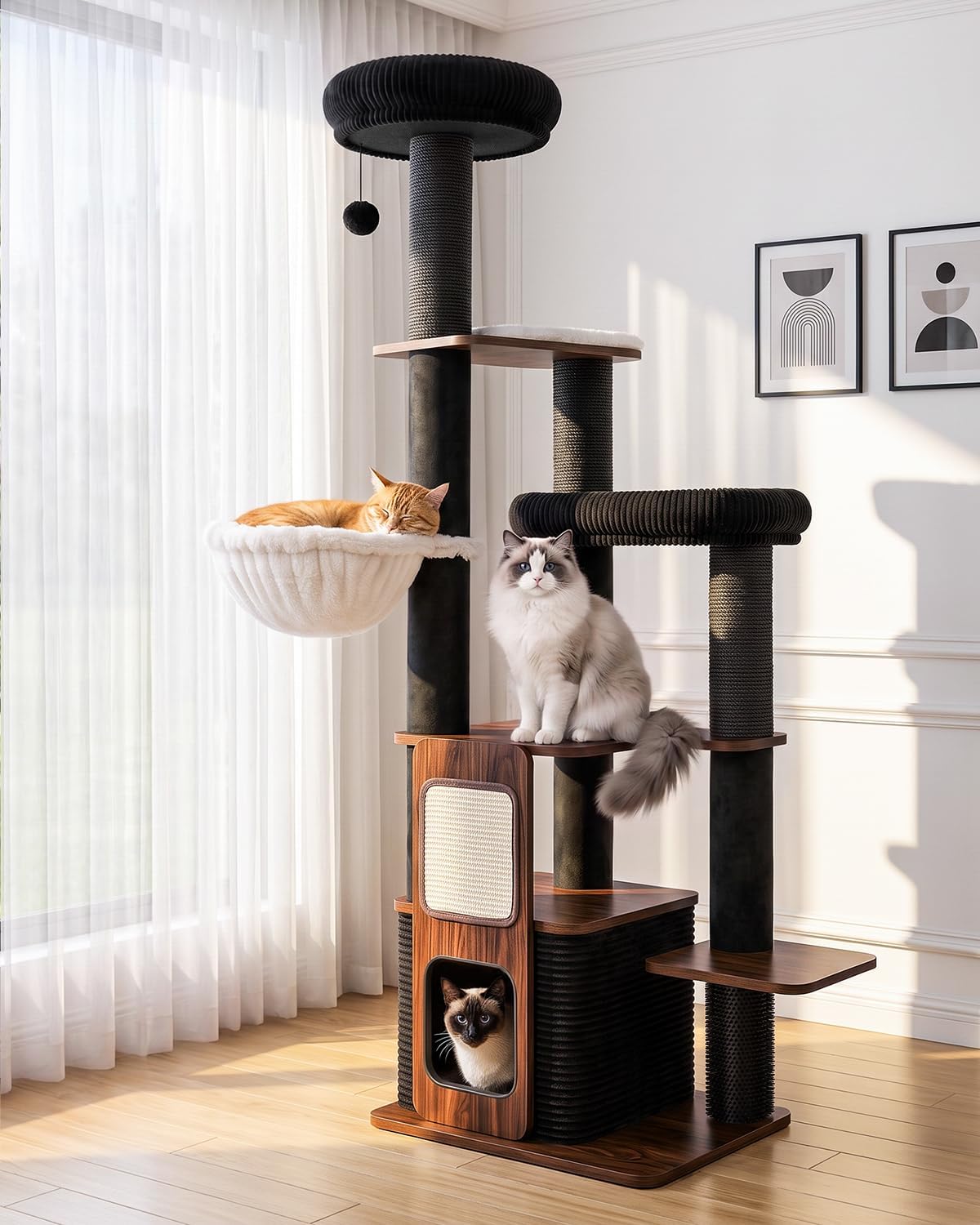 Wood Cat Tree for Indoor Cats