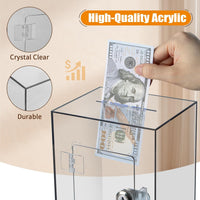 Hicocool Clear Acrylic Piggy Bank with Lock & Key - Brown - image 4