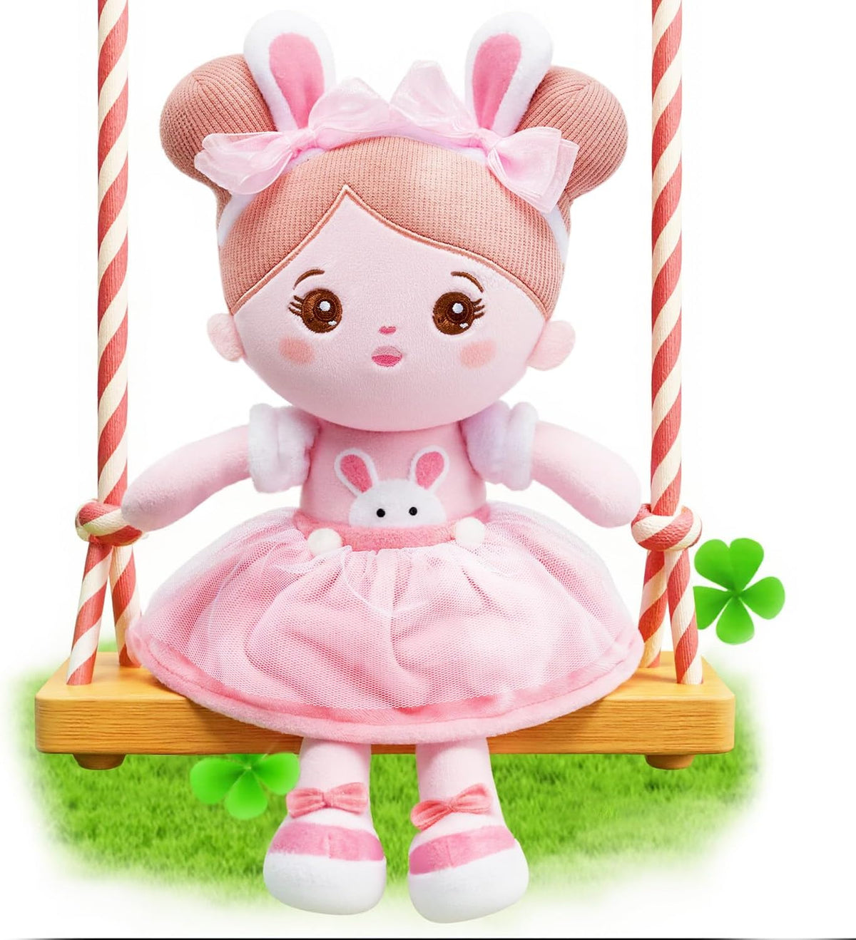 OUOZZZ Soft Baby Doll 12.6" Yellow Bee Dress Snuggle Buddy Doll – Fun for Kids & Family - A-abby01 Rabbit