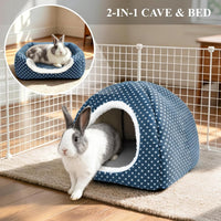 Rabbit Hideout Large Bunny Bed Washable Rabbit House – Daily Care for Small Pets - Dark blue - image 3