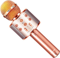 Microphone for Kids, Voice Changing Karaoke Micorphones Boys Girls Gifts for Kids Party Singing - Rose Gold