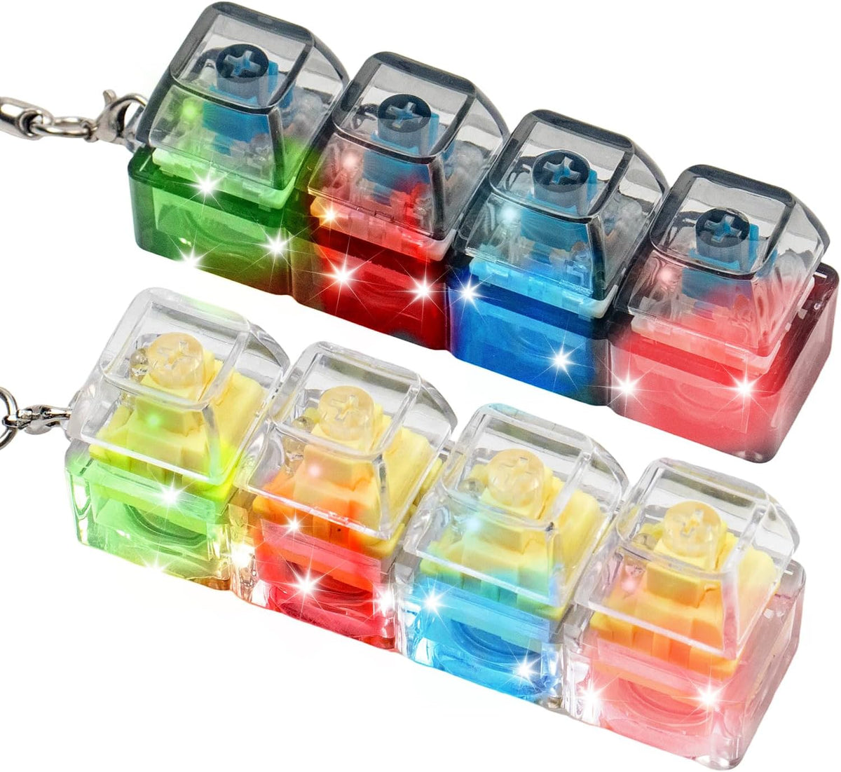 2 Pcs LED Keyboard Fidget Toy for Adults - Light Yellow Creamy+ Blue Switch