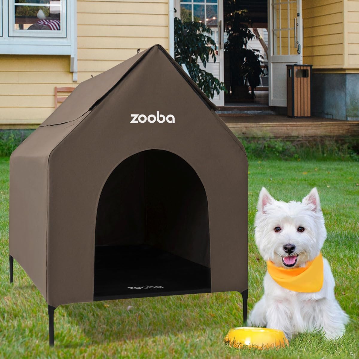 Zooba Large Dog House Outdoor - Brown / Medium: 29 inch