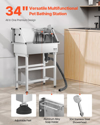 VEVOR Professional Dog Washing Station, Showerhead, Storage Rack - 34 inch - image 2