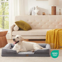 Bedfolks Orthopedic Dog Bed XL, Waterproof Dog Sofa Bed for Extra Large Dogs, Egg Foam Pet Couch Bed with Removable Washable Cover and Nonslip Bottom, Dark Grey