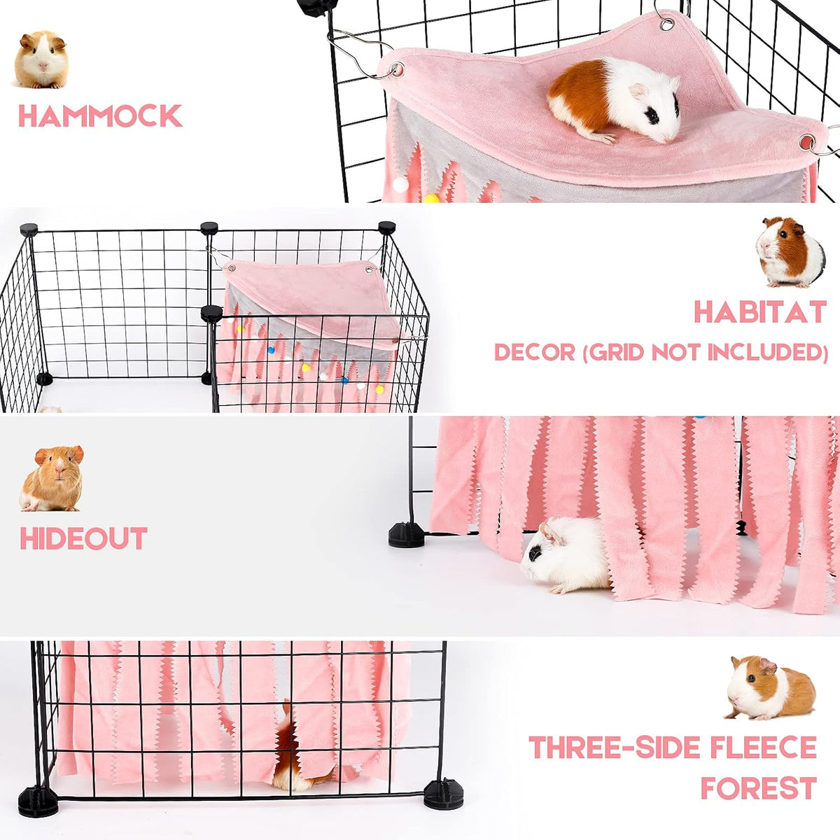 Guinea Pig Hideout, Guinea Pig Corner Hideout - Pink / 17.3"L x 9.2"W x 10.2"Th - image 2
