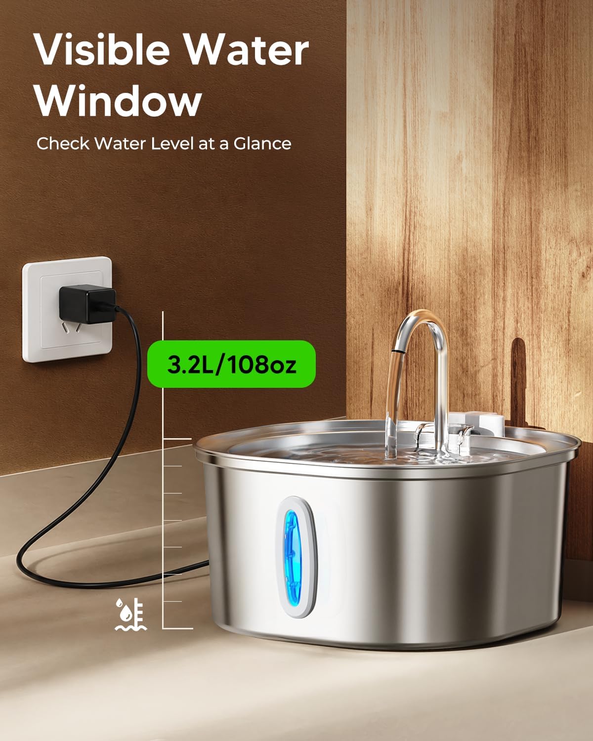 PEKTACO Cat Water Fountain - Small Window Cat Fountain - image 3