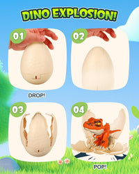 JMHACHY 3-pack jumbo pop-open dinosaur eggs with T-Rex, Spinosaurus and Triceratops - view 3