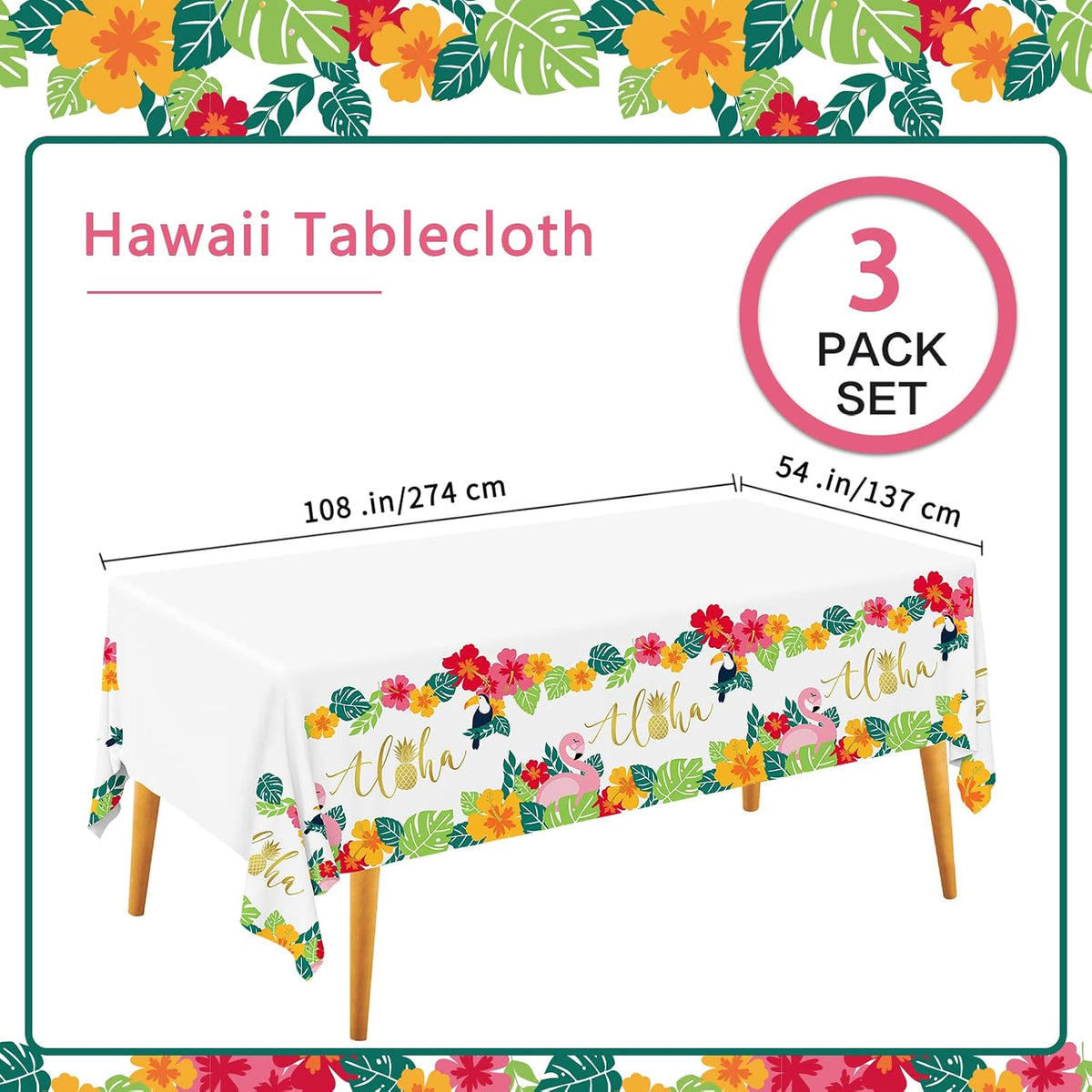 Fall Thanksgiving decorations, Disposable Tablecloth - Tropical Luau - image 2