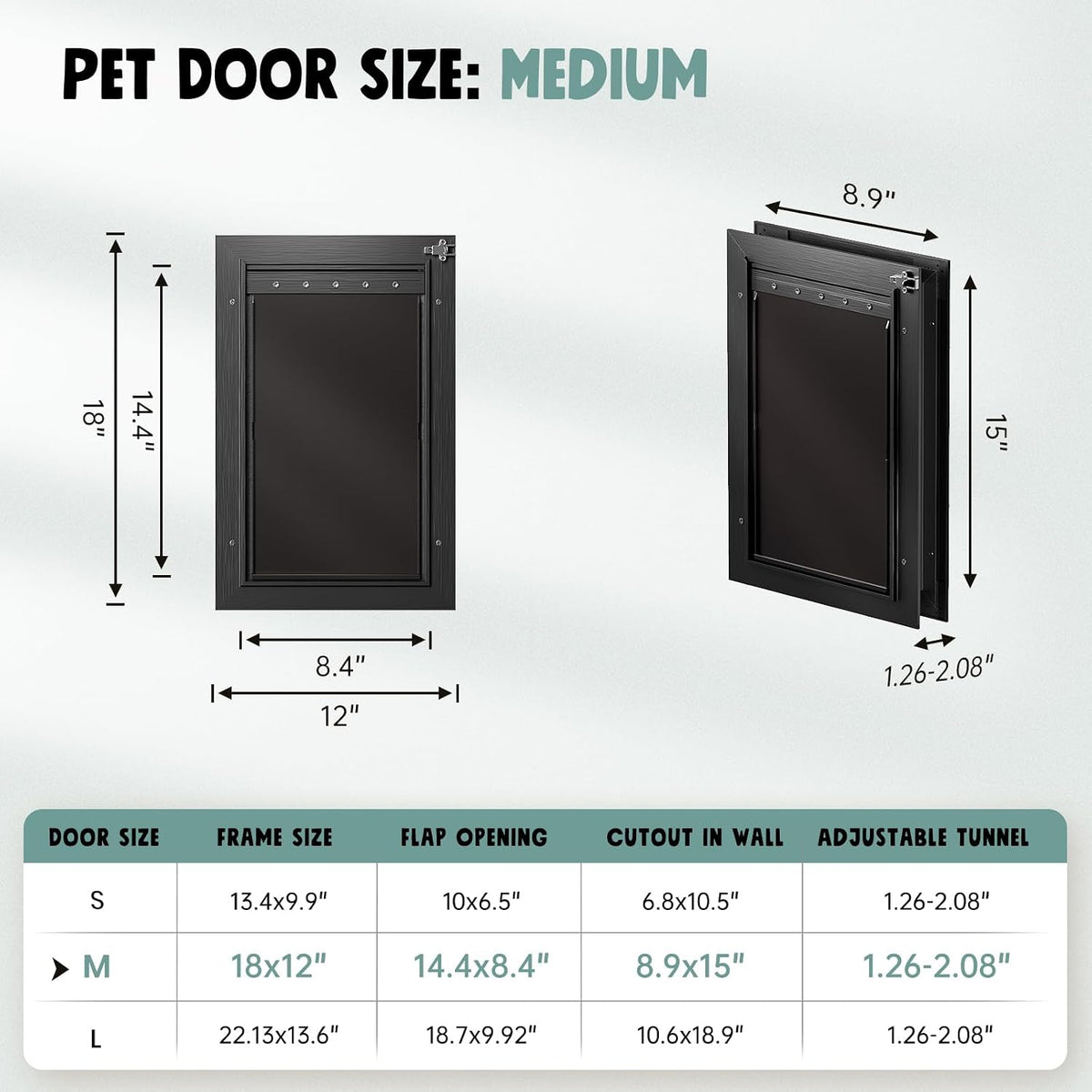 All Aluminum 3 Flaps Insulated Dog Door for Door – Essentials for Dogs - Medium - image 4