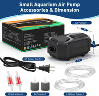 hygger Aquarium Air Pump, Ultra Quiet Oxygen Aerator with Air Stone Airline Tubing Check Valve - Medium - image 3