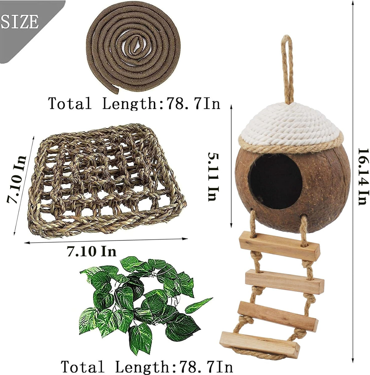 Leopard Gecko Coconut Hut with Ladder - 【Style D】 - image 3