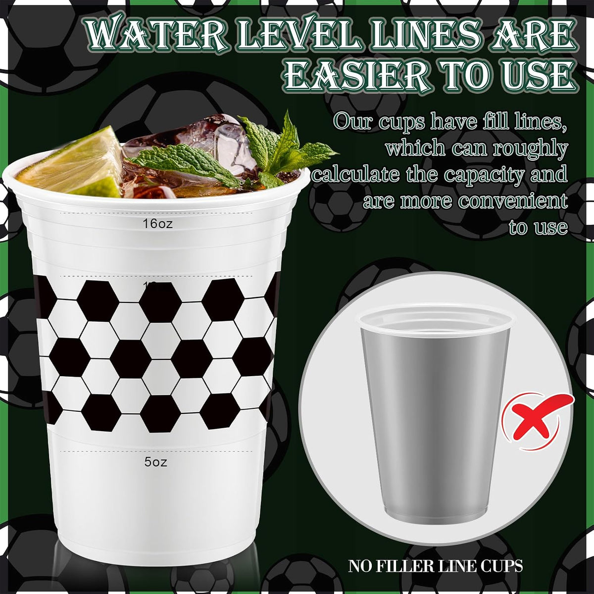 Norme 48 Pcs Checkered Flag Plastic Cups - Soccer Ball - image 4