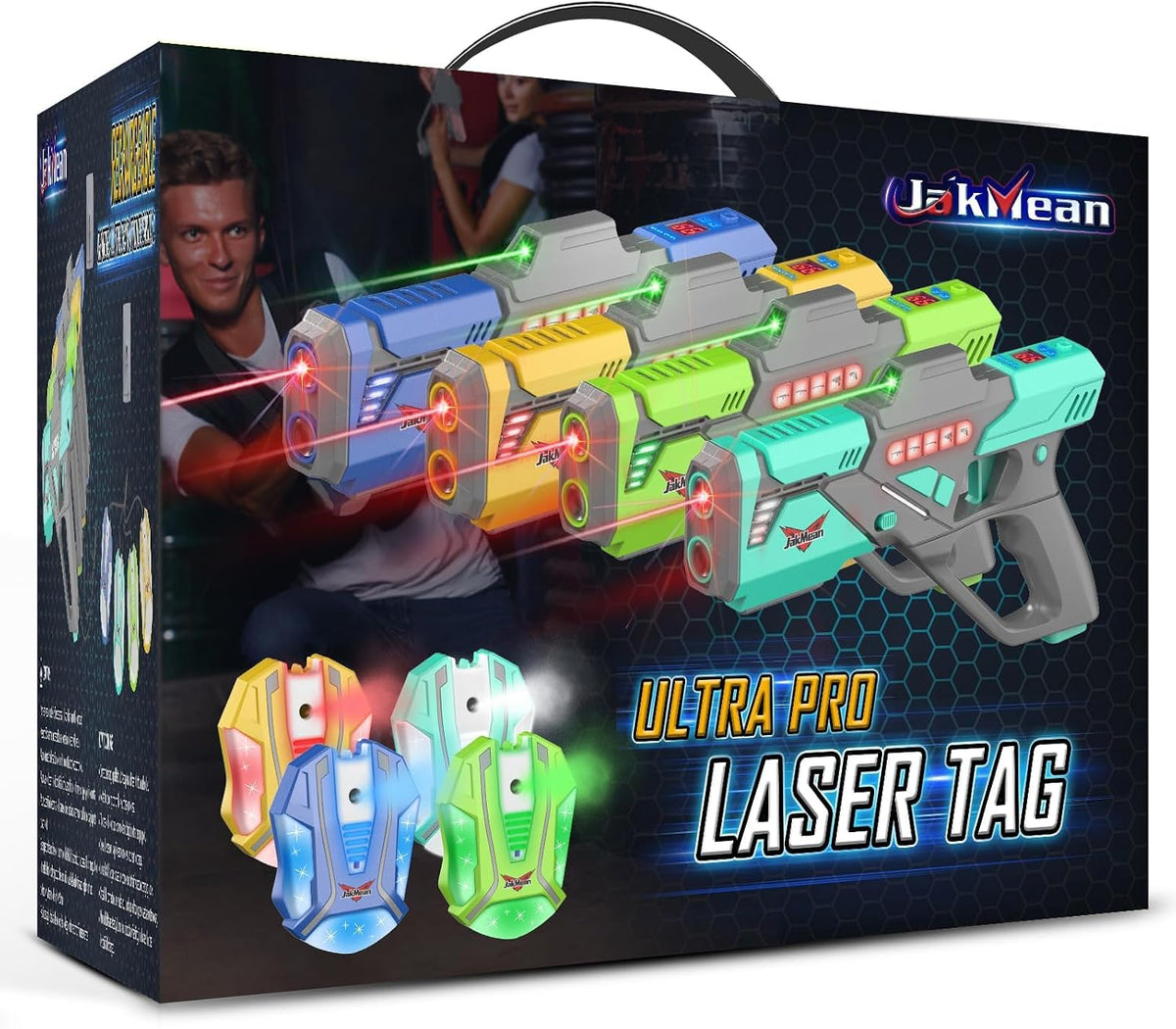 Rechargeable Laser Tag Set with Vests - 4 Gray / 4