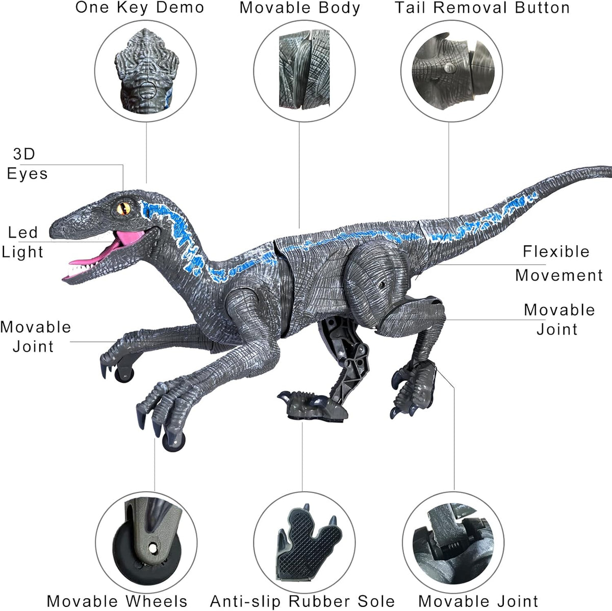 MAMABOO Remote Control Mosasaurus Dinosaur Toys for Boys Kids - Blue - image 3