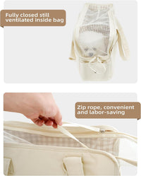 ONECUTE Dog Purse Carrier for Small Dogs Rabbit cat with Large Pockets - Beige / 13.6"L x 6.5"W x 10.0"H - image 4