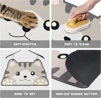 Cat Food Mats for Floor, Dog Pet Water Bowl Feeding Placemats for Food and Water Grey 17.7 * 9.8 - Cat Head / Medium - image 3